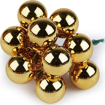 Vánoční dekorace Vánoční skleněná baňka na drátku Ø2 cm - mat a lesk, střední, 5 zlatá lesk