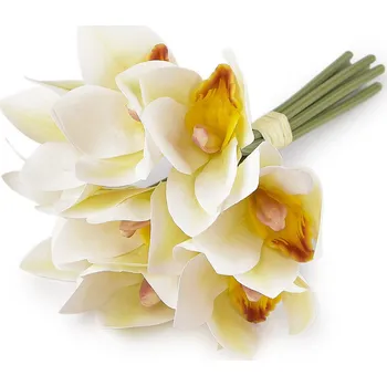 umělá květina Umělá orchidej svazek, střední, 1 krémová světlá