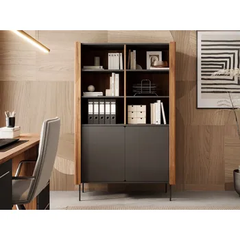 regál Regál do obývacího pokoje DEJSY - ořech / černý