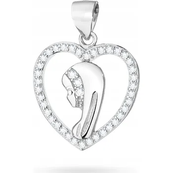 Přívěsek STŘÍBRNÝ MEDAILON 925 Panna Maria v SRDCI se Zirkony