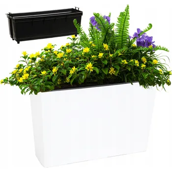 Květináč Plast Květináč bílý Lamela 56 cm x 16 x 36,5 cm