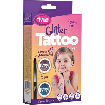 Tetování TyToo Dětské tetování Koníci a jednorožci 15 tetovaček pro holky se třpytkami | 65554
