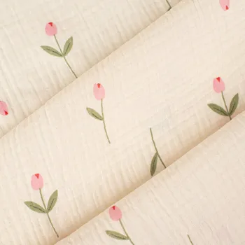 Dvojitá gázovina / mušelín JENNY růžové tulipány