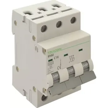 Jistič Tracon EVOZ3B32 Jistič, 3-pólový, char.B, 32A, B, 3P, 6kA (Tracon EVOZ3B32)