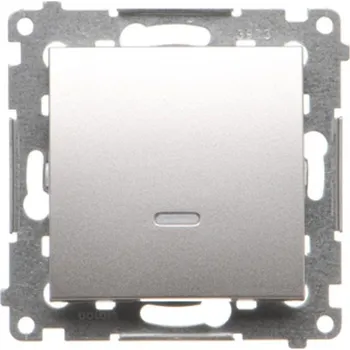vypínač Vypínač střídavý, s orientačním LED podsvětlením, bez piktogramu,, Simon 54 DW6AL.01/X/43, stříbrná metalizovaná