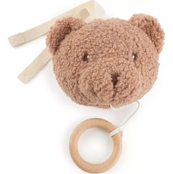 Hračka pro nejmenší Závěsná hudební hračka medvídek Mika s dřevěným kroužkem
