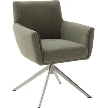 Jídelní židle Jídelní otočná židle WILSON, olivová s ocelovou podnoží