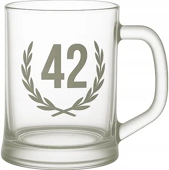 Sklenice Pivní sklenice na pivo, korbel, půllitr výroční 42 let pískovaný