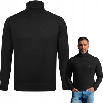 Pánský svetr Klasický pánský svetr ROLÁK elegantní ČERNÝ XXL Pako Jeans