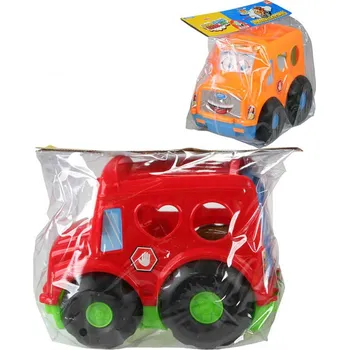 Hračka pro nejmenší _Ostatní 1_ Autíčko baby vkládačka set s tvary na vložení pro miminko 2 barvy v sáčku