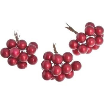 umělá květina Přízdoba Kuličky na drátku 1cm, 36ks, metal.červené