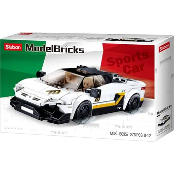 Stavebnice Sluban Sluban SLUBAN Model Bricks Auto bílý italský sporťák 276 dílků + 2 figurky STAVEBNICE