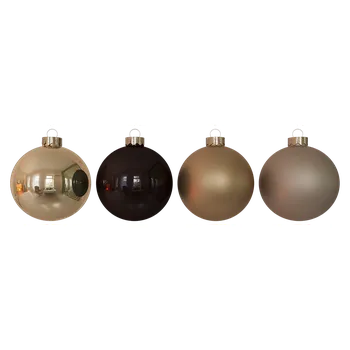 Vánoční dekorace Sada vánočních baněk Elegant Lounge, hnědo-zlatá, sklo, 12 ks 15101P812