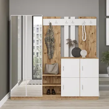 Předsíňová stěna KINTA světlá předsíňová sestava, bílá / borovice