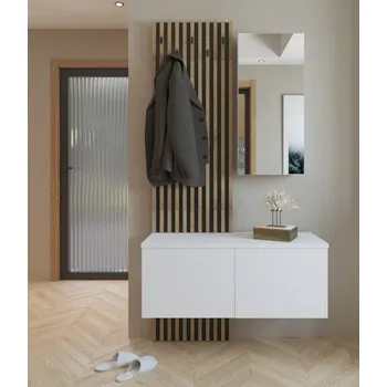 Předsíňová stěna Předsíňová sestava PATRAS barva dub artisan/bílá/černá