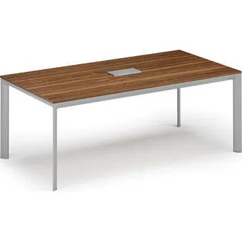 Psací stůl B2B Partner Jednací stůl PRIMO INVITATION, 200x100 cm, ořech + stolní zásuvka TYP I, stříbrná