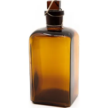 Láhev Láhev skleněná hranatá s broušeným úzkým hrdlem 350 ml HNĚDÁ