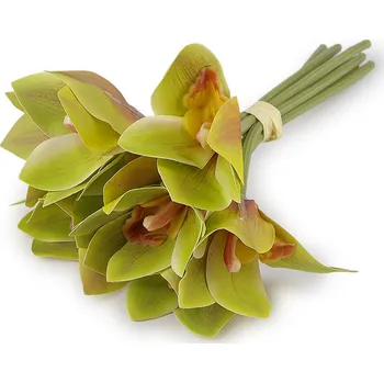 umělá květina Umělá orchidej svazek, střední, 7 zelená sv.