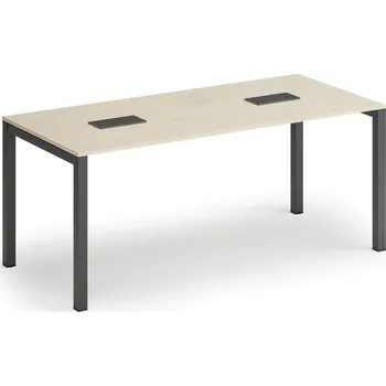 Psací stůl B2B Partner Jednací stůl PRIMO SQUARE, 180x80 cm, bříza + 2x stolní zásuvka TYP II, černá