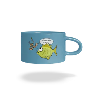 Bastard Ryba a žížala hrnek makronka Blue Macaron