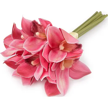 umělá květina Umělá orchidej svazek, střední, 5 růžová