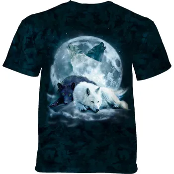 Pánské tričko Pánske batikované tričko The Mountain - Yin Yang Wolf Mates - modrá Velikost: XXXL