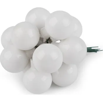 Vánoční dekorace Vánoční skleněná baňka na drátku Ø2 cm - mat a lesk, barva 1 bílá lesk