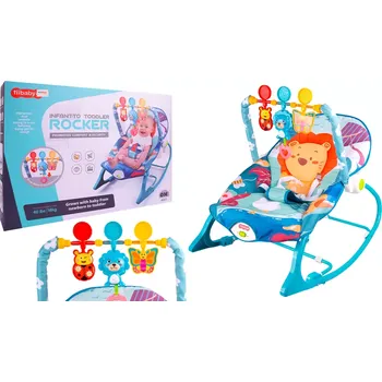 Lehátko a houpátko s vibracemi modré lev