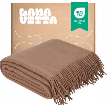 deka Vlněná deka "Runo" teplá, 100% novozélandská vlna, pléd béžový 140x200 cm
