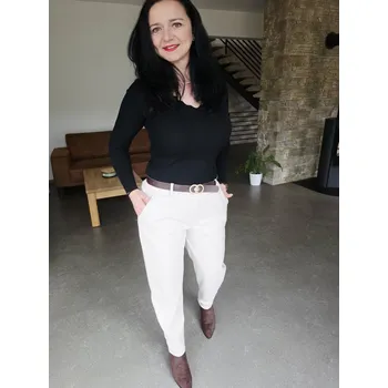 Dámské kalhoty Elegantní kalhoty proužky béžové Velikost: UNI: XS - L