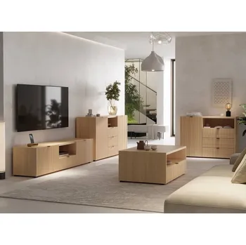 Obývací stěna Nábytek do obývacího pokoje TROUTDALE - dub vicenza