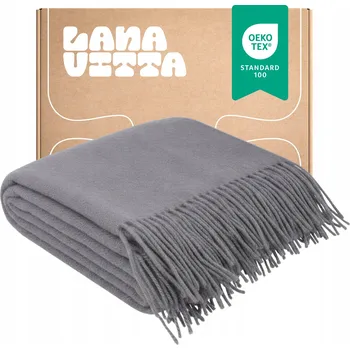 deka Vlněná deka "Runo" teplá, 100% novozélandská vlna, šedý pléd 140x200 cm