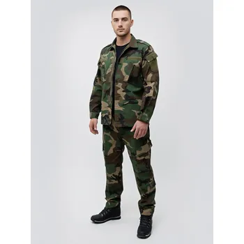 Podprsenka POLNÍ UNIFORMA KOMPLET Rip-Stop Pánská Woodland JIGGA Camo MASKÁČOVÝ VOJENSKÁ L