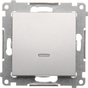 vypínač Tlačítko zapínací, s orientačním LED podsvětlením bez piktogramu,, Simon 54 DP1L.01/43, stříbrná metalizovaná
