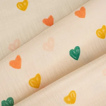 Dvojitá gázovina / mušelín JENNY barevná srdíčka