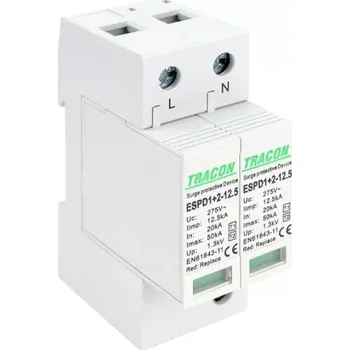 Přepěťová ochrana Tracon ESPD1+2-12.5-2P Svodič přepětí AC, typ T1+T2odnímatelný modul (Tracon ESPD1+2-12.5-2P)