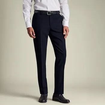 Pánské kalhoty Charles Tyrwhitt Check Suit Trousers — Navy
