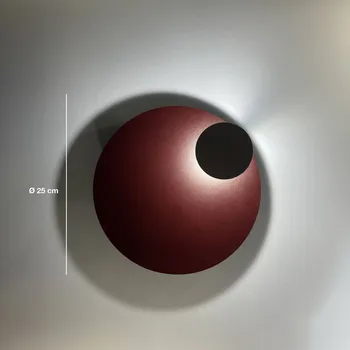 Lampička Knikerboker LED nástěnné světlo Pois, tmavě červená, Ø 25 cm, stmívatelné tmavě červená, černá 1 x 14 W LED - Doprava zdarma