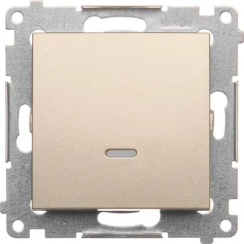vypínač Vypínač jednopólový, s orientačním LED podsvětlením, řazení 1So, 16 AX /, Simon 54 DW1AL.01/44, zlatá metalizovaná