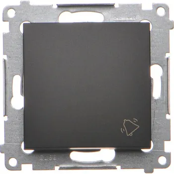 vypínač Tlačítko zapínací “zvonek”, řazení 1/0, 16 AX / 230 V~, šroubové svorky, Simon 54 DD1A.01/49, černá metalizovaná