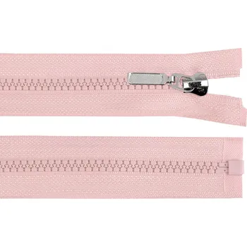 Zip Kostěný zip No 5 délka 60 cm s ozdobným jezdcem, malé, 136 pudrová