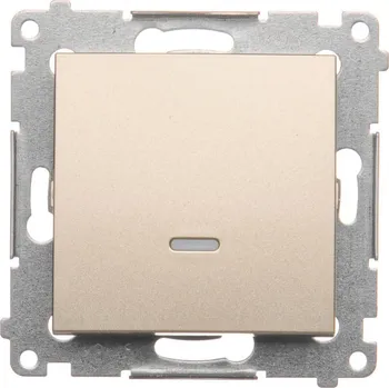 vypínač Tlačítko zapínací, s orientačním LED podsvětlením bez piktogramu, řazení, Simon 54 DP1L.01/44, zlatá metalizovaná