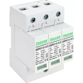 Přepěťová ochrana Tracon ESPD1+2-12.5-3P Svodič přepětí AC, typ T1+T2odnímatelný modul (Tracon ESPD1+2-12.5-3P)