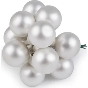 Vánoční dekorace Vánoční skleněná baňka na drátku Ø2,5 cm - mat a lesk, střední, 2 bílá mat