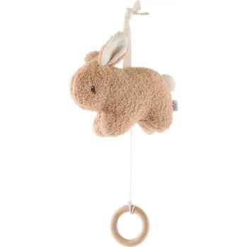 Závěsná hudební hračka králíček s dřevěným kroužkem