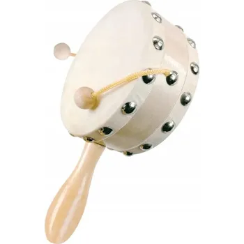 Dřevěná hračka DŘEVĚNÝ RUČNÍ BUBÍNEK S KORÁLKY BINO