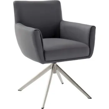 Jídelní židle Kožená otočná židle WILSON, antracitová s ocelovou podnoží