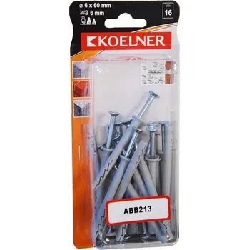 Vrták Hmoždinky do betonu Koelner 6 x 60 mm, 16 ks
