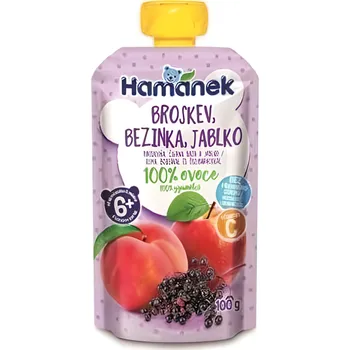 Dětská výživa Hamánek 100% ovoce Broskev, bezinka, jablko 100g