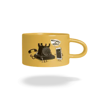 Bastard Telefon v důchodu hrnek makronka Yellow Macaron